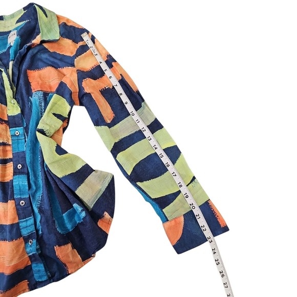 NIC+ZOE Abstract Print Button Down Long Sleeve Artsy‎ Blouse Top  Women's XL - Picture 9 of 10